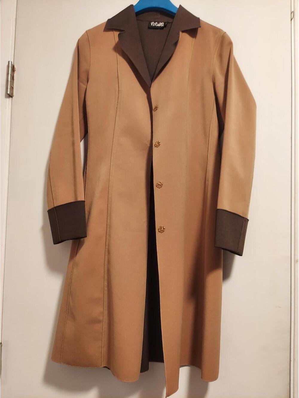 Vera Mont Reversible Brown and Tan Long Coat